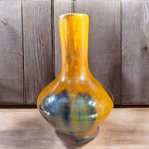 Vintage USA Pottery Bud Vase Small Brown Drip‎ Glaze Ceramic Vase Multicolor VTG